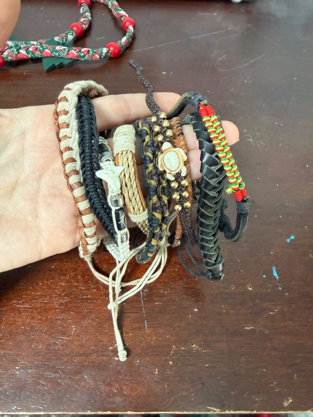Lot of leather and woven friendship bracelets